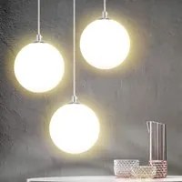 Lampadario Lampada Sospensione Sfera 15 cm Design Moderno Paralume Vetro E27