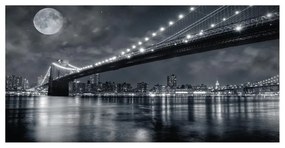 Stampa su tela Brooklyn Bridge At Night, multicolore 180 x 80 cm