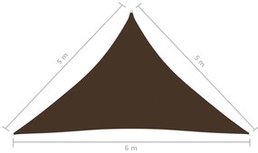 Parasole a Vela Oxford Triangolare 5x5x6 m Marrone