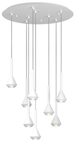 Lampadario Moderno Aygo Metallo Bianco 8 Luci Gu10