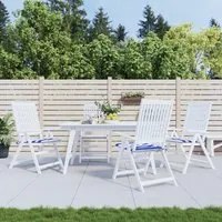 Cuscini Sedia Giardino 4pz Righe Bianche Blu 50x50x3 cm Tessuto 361078