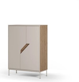 Cassettiera effetto rovere in colore crema-naturale 85x120x40 cm Lilou - Marckeric