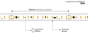 Strisce LED 220V 16W/m, 120lm/W, chip PHILIPS Lumileds, Dimmerabile, tagl. 10cm – 10m Colore  Bianco Naturale 4.000K