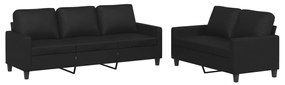 Set Di Divani 2 Pz Con Cuscini Nero İn Similpelle /