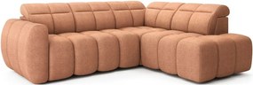 Divano angolare color salmone allungabile/con contenitore (con penisola a destra/a L) e rivestimento in bouclé Falconn – ELTAP