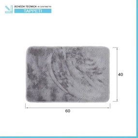 Tappetino bagno grigio 40x60 cm in poliestere antiscivolo