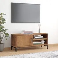 Mobile TV Marrone 90x30x40 cm Legno Massello di Pino Riciclato