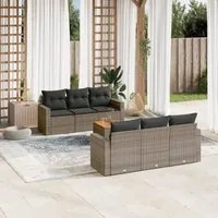 Set Divani da Giardino 7 pz con Cuscini Grigio in Polyrattan 3224016