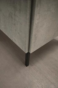 Credenza PIETRASANTA in legno, finitura in grigio cemento, piano effetto marmo statuario, 200&#215;50 cm