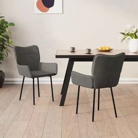 Sedie da pranzo 2 pz grigio scuro in velluto