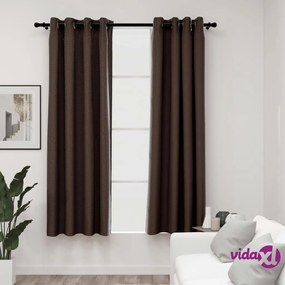 vidaXL Tende Oscuranti Effetto Lino con Occhielli 2 pz Talpa 140x175cm