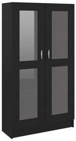 Armadietto con vetrina nero 82,5x30,5x150 cm in truciolato