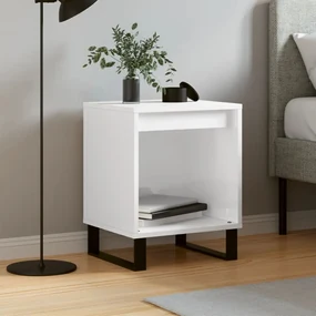 Comodino Bianco Lucido 40x35x50 Cm İn Legno Multistrato /