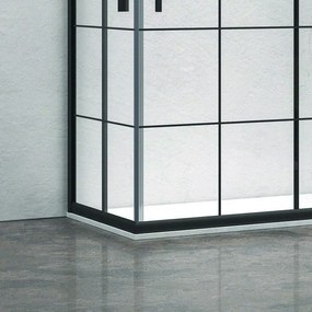 Kamalu - box doccia 120x80 colore nero opaco vetro a quadrati neri nico-b1000