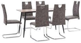 Set Sala Da Pranzo 7 Pz İn Similpelle Marrone /