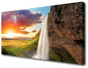 Quadro su tela Cascata, paesaggio del sole 100x50 cm
