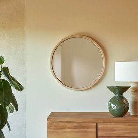 Tikamoon - Specchio rotondo in legno massello di rovere 50x50 Fanie