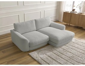 Divano angolare grigio chiaro (con penisola a destra/con chaise lounge) con rivestimento in bouclé Leonore – Bobochic Paris