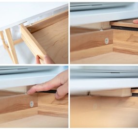 Scrivania bianca con base in frassino, lunghezza 65 cm Luka - Ragaba