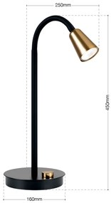 Orion - Lampada da tavolo flessibile dimmerabile DOTTY 1xGU10/10W/230V nero/ottone