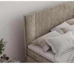 Letto boxspring marrone chiaro con contenitore 160x200 cm Bergamo – Maison de Rêve