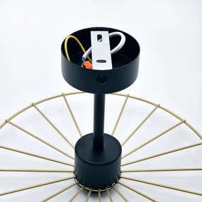 Lampadario a sospensione con supporto rigido MONTANA 1xE27/15W/230V diametro 30 cm oro/nero