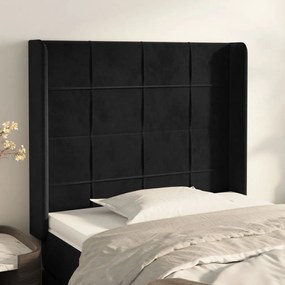 Testiera Ad Orecchio Nera 103x16x118/128 Cm İn Velluto /