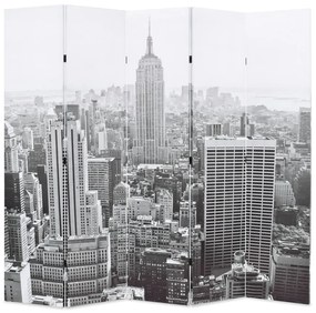 Paravento Pieghevole 200x170 Cm Stampa New York Bianco E Nero /