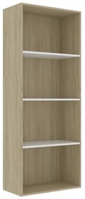 Libreria a 4 Ripiani Bianco e Sonoma 60x30x151,5 cm Multistrato