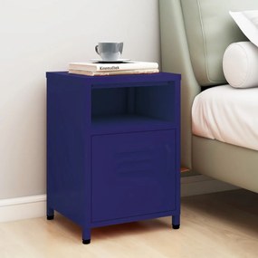 Comodino Blu Marino 35x35x51 Cm İn Acciaio /