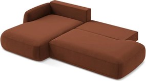 Divano angolare color terracotta allungabile (con penisola a sinistra/con chaise lounge) Hale – Makamii