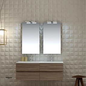 Mobile Bagno Sospeso "Eko-One" Da 120 Cm Composto Da Una Quattro Cassetti Lavabo Doppia Vasca E Specchi Con Lampade Led