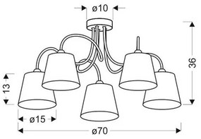 Lampadario a sospensione con supporto rigido LUK 5xE14/40W/230V