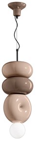 Sospensione Vintage Decò Bumbum 2+1 Elementi Ceramica Crema E Grigio 1 Luce E27