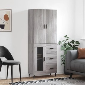 Credenza Grigio Sonoma 69,5x34x180 Cm İn Legno Multistrato /