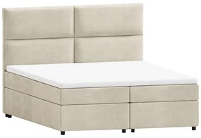 Letto matrimoniale imbottito beige con spazio contenitivo e rete 160x200 cm Rico - Ropez