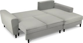 Divano angolare grigio chiaro allungabile e con contenitore (con penisola a destra/con chaise lounge) con rivestimento in velluto a coste Kyoto – Cosmopolitan Design