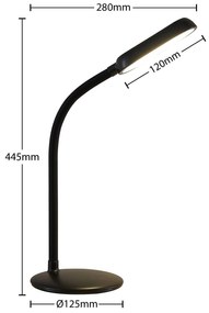 Prios Lampada da tavolo ricaricabile a LED Opira, nera, USB, touch dimmer