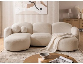 Divano angolare marrone chiaro (a U) con rivestimento in bouclé Orbit – Ropez