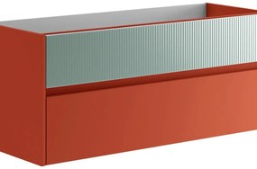 Mobile da bagno sotto lavabo Niwa paprika frontale in vetro verde timo laccato opaco L 119.5 x H 50 x P 45.5 cm 2 cassetti, lavabo non incluso