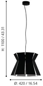 Eglo 99081 - Lampadario a sospensione con filo VALECROSIA 1xE27/40W/230V