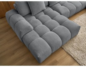 Divano angolare grigio scuro allungabile e con contenitore (penisola a destra/a U) con rivestimento in ciniglia Everest – Bobochic Paris