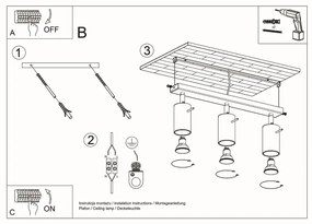 Plafoniera da soffitto in Acciaio 3xGU10 RING 3 Orientabile Grigia