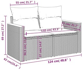 Divano da Giardino con Cuscini a 2 Posti Beige in Polyrattan