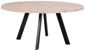 Tavolo da pranzo rotondo in legno di rovere sbiancato, ø 160 cm Fred - Rowico
