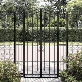 Cancello Da Giardino Nero 121x8x180 Cm İn Ferro Battuto /