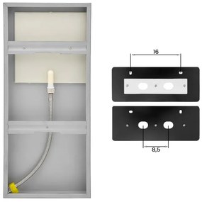 Set doccia incasso nero opaco Kubo soffione a sbalzo inox 22x50 cm