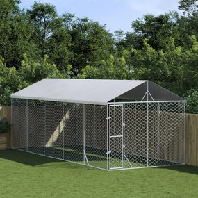 Cuccia Cani Da Esterno Tetto Argento 3x7,5x2,5m Acciaio Zincato /