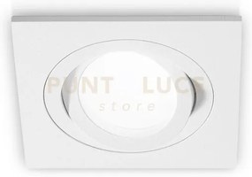 Gfa041- faretto quadrato in alluminio orietabile colore bianco 9,4c...