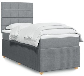 Giroletto A Molle Con Materasso Grigio Chiaro100x200 Cm Tessuto /